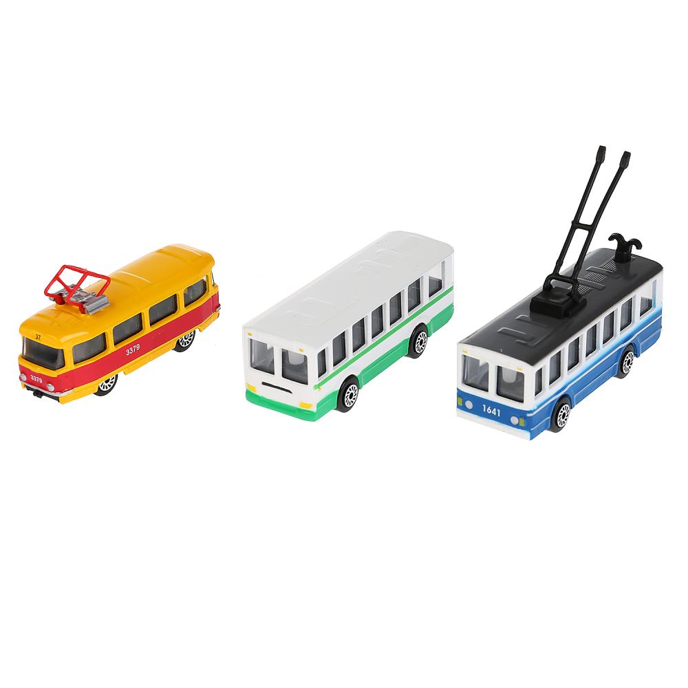 Набор из 3-х металлических моделей - Городской транспорт, 8 см   